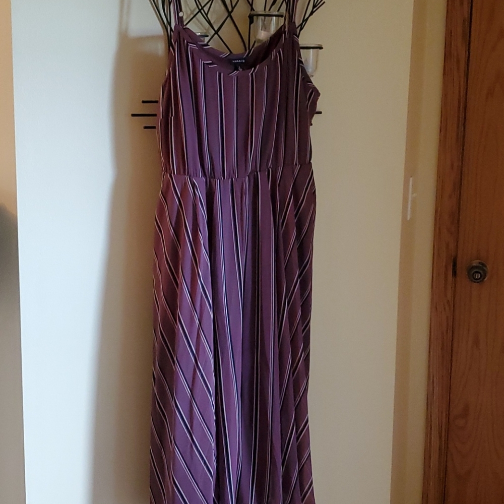 Nwt plum stripe dress w pockets
